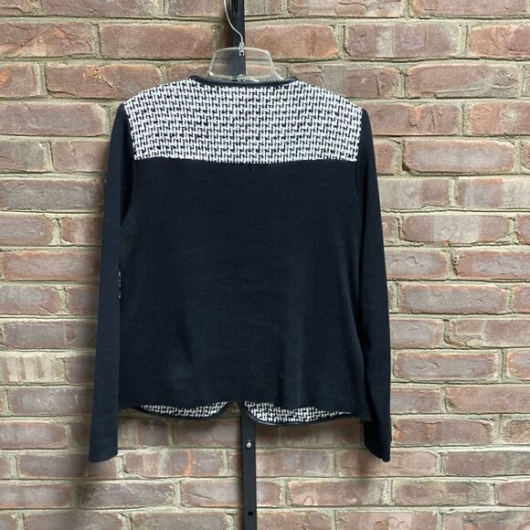 Nygard Collection Black & Cream Tweed Sweater Jacket Size Medium NEW - Picture 3 of 6